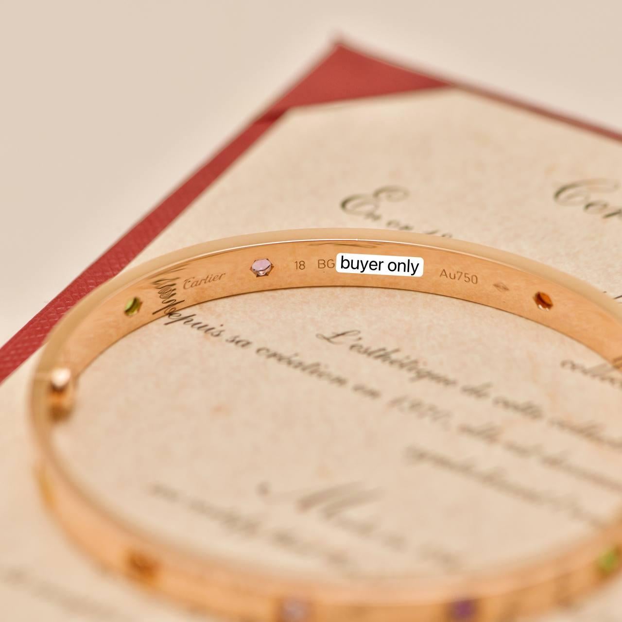 Cartier Love Pulsera Multi Gemas Oro Rosa 18K Talla 18 en venta 2
