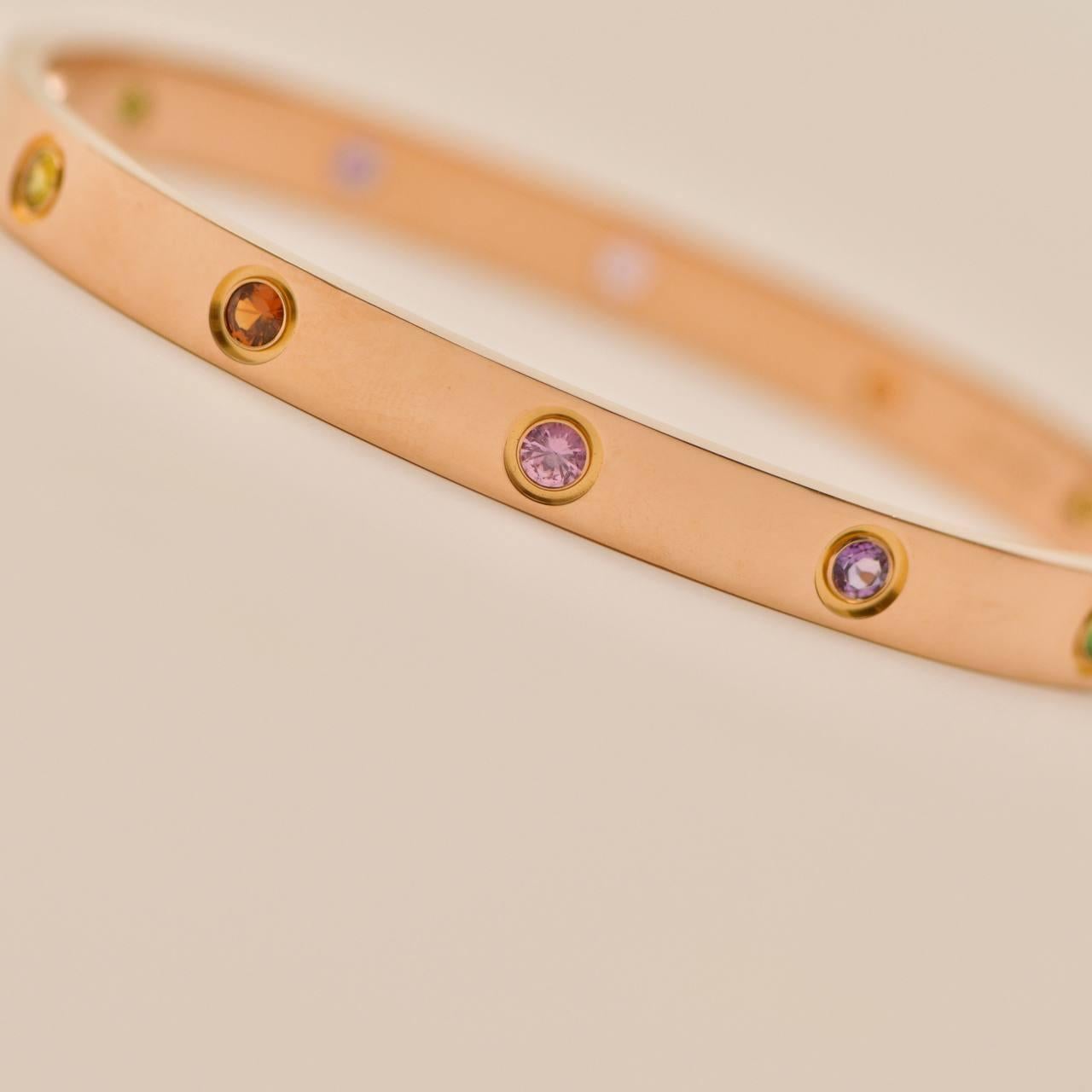Cartier Love Pulsera Multi Gemas Oro Rosa 18K Talla 18 en venta 3