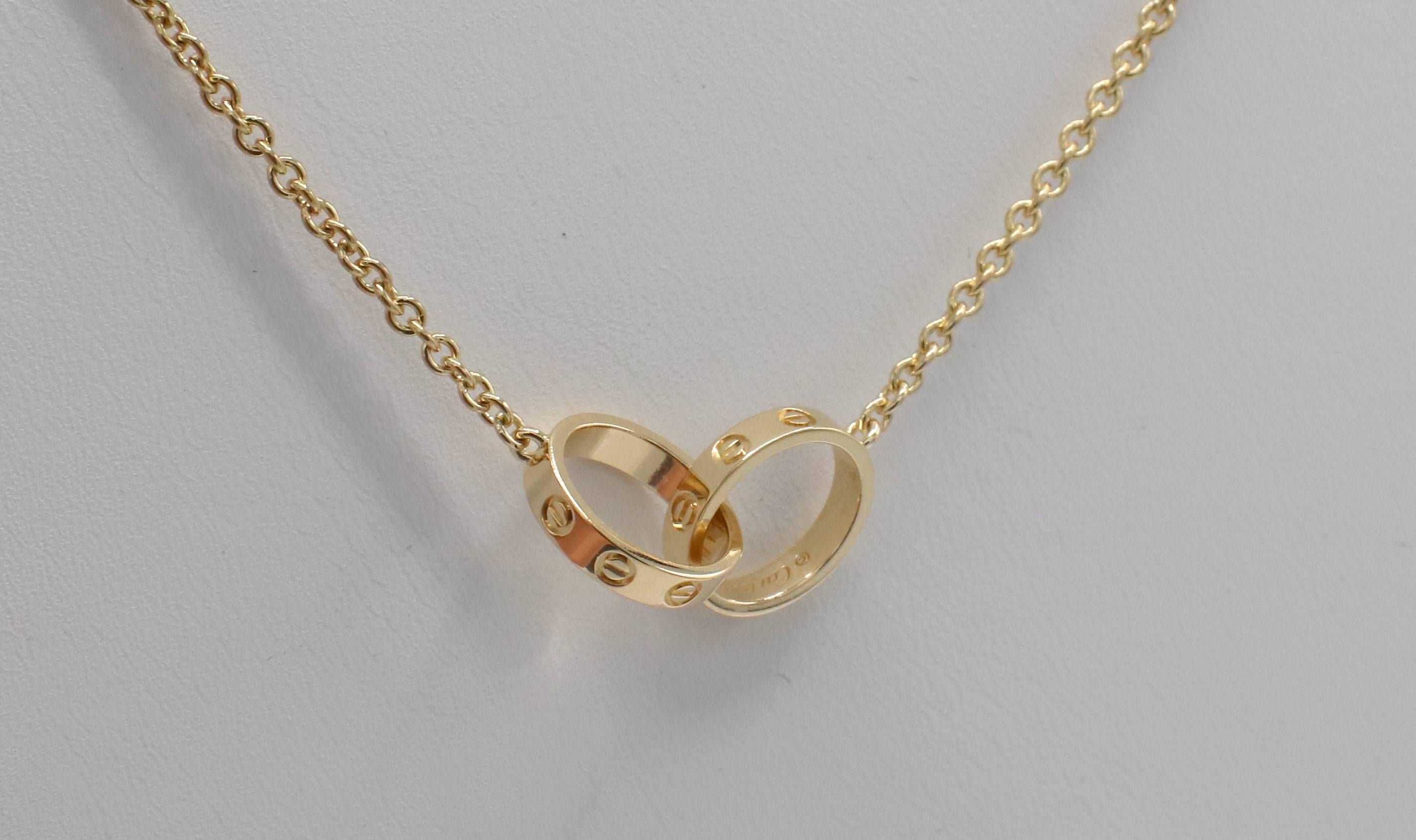 Cartier Love Necklace 18 Karat Yellow Gold
Metal: 18k yellow gold
Weight: 6.89 grams
Length: 17 inches 
Inner diameter 8mm
Notes: Includes certificate as pictured 
Retail: $2,370 USD