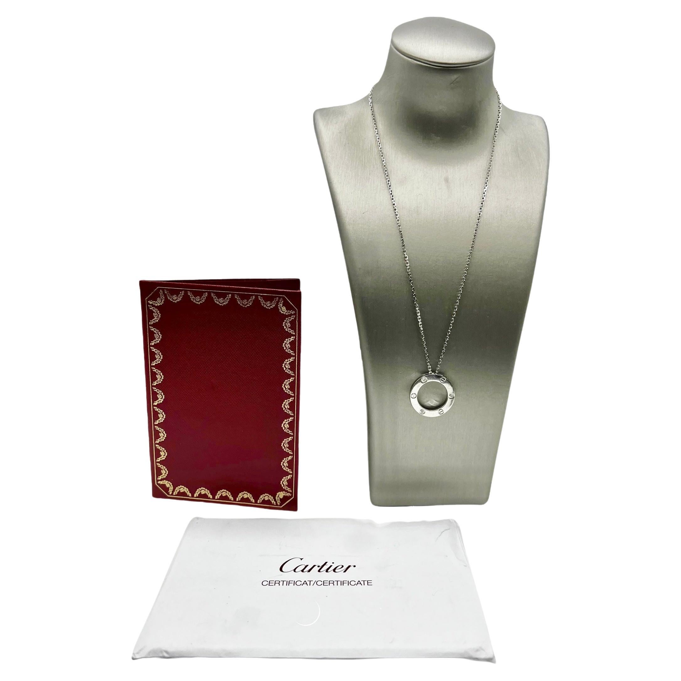 Cartier Love Necklace, 3 brilliant cut  Diamonds, White Gold