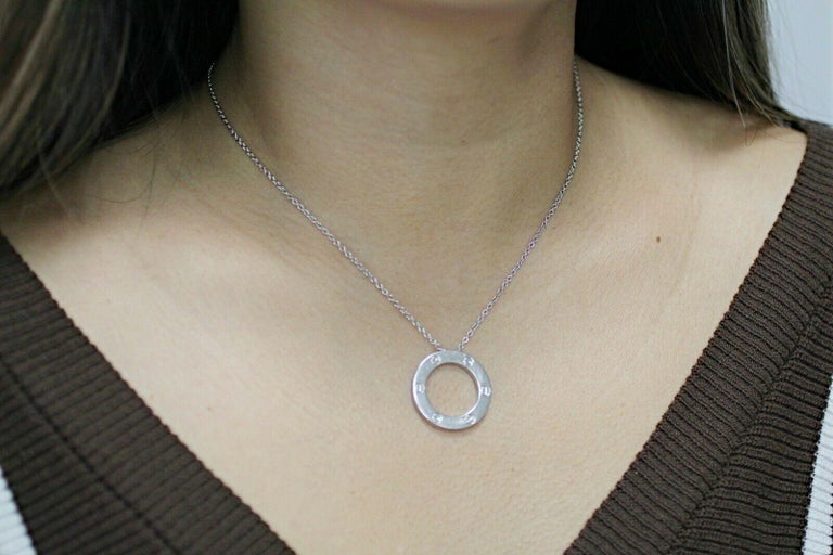 Cartier Love Necklace Collection 18 Karat White Gold Rolo Chain Circle Pendant For Sale At 1stdibs