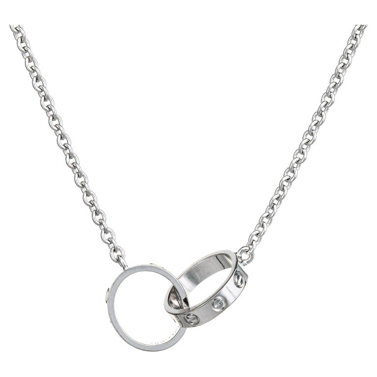 Cartier Love Necklace Interlocking 18k White Gold Estate Fine Jewelry