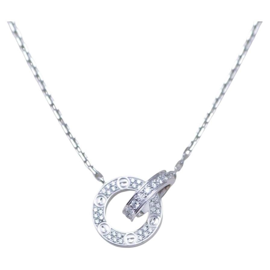 Cartier Love Collana con pavé di diamanti in oro bianco 18 carati