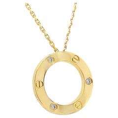 Cartier Love-Halskette aus 18 Karat Gelbgold mit drei Diamanten
