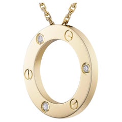 Cartier Love Necklace Three Diamond 18k Yellow Gold