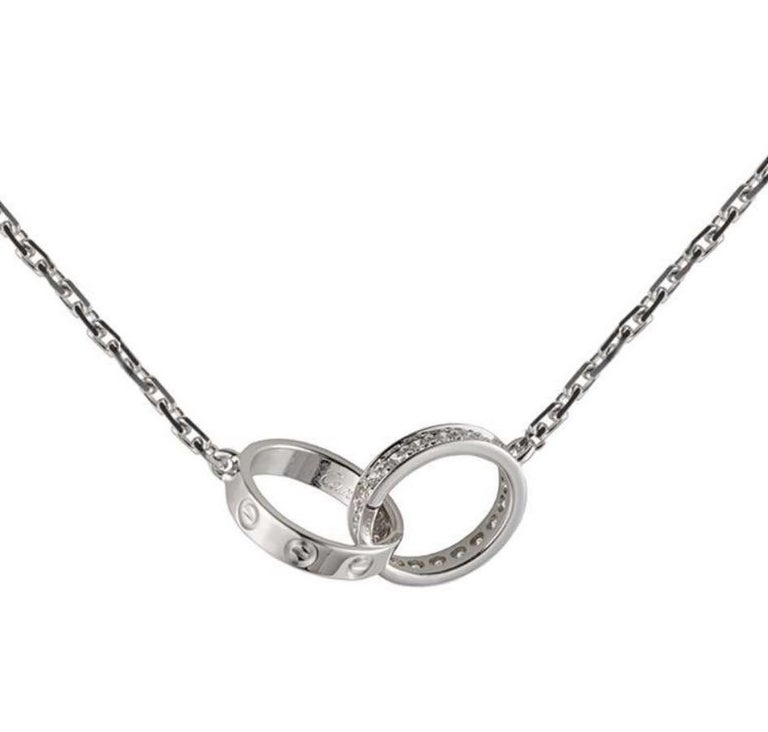 Cartier Love Necklace with Diamonds 18kt White Gold For Sale 4
