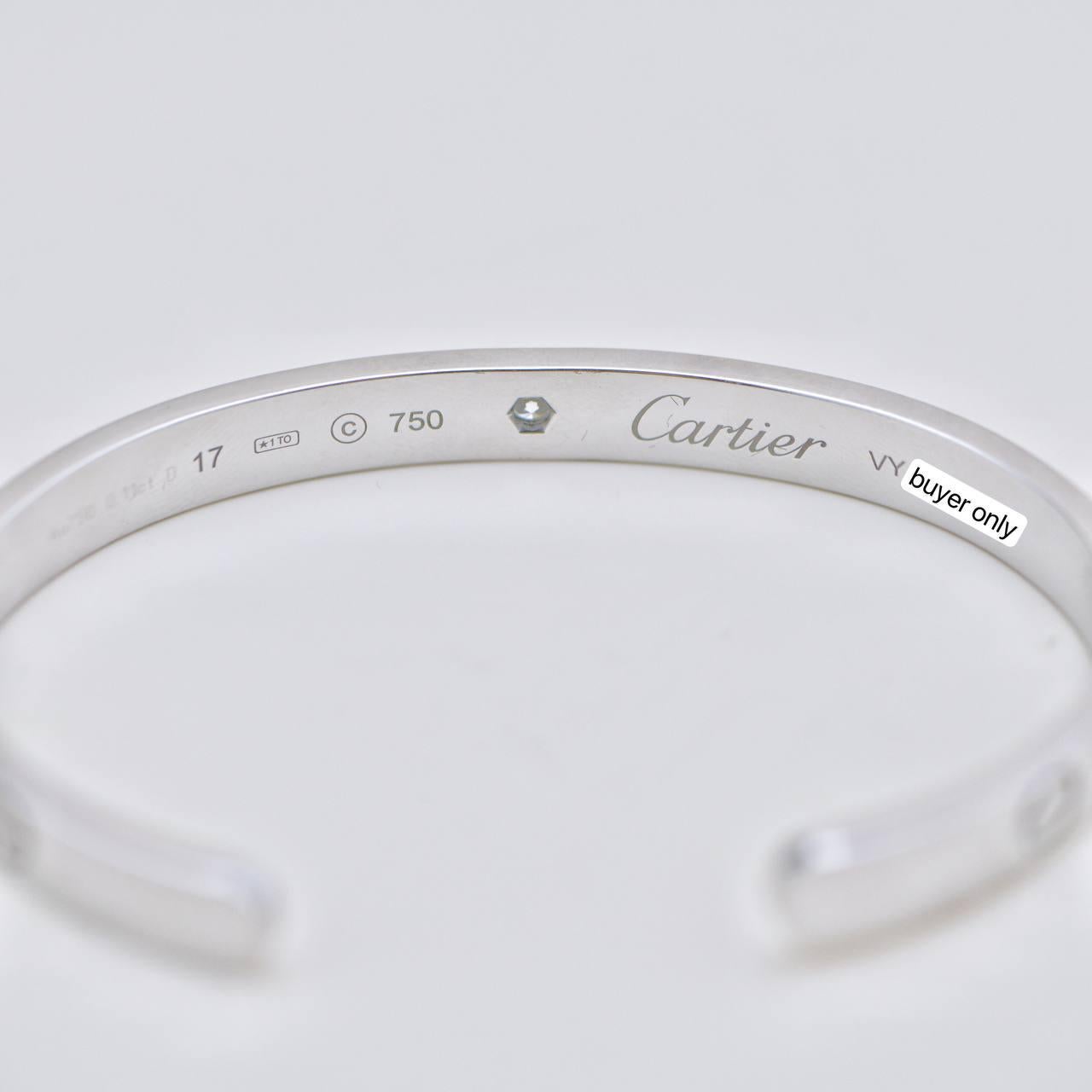 Cartier Love One Brazalete de oro blanco de 18 quilates Tamaño 17 en venta 1