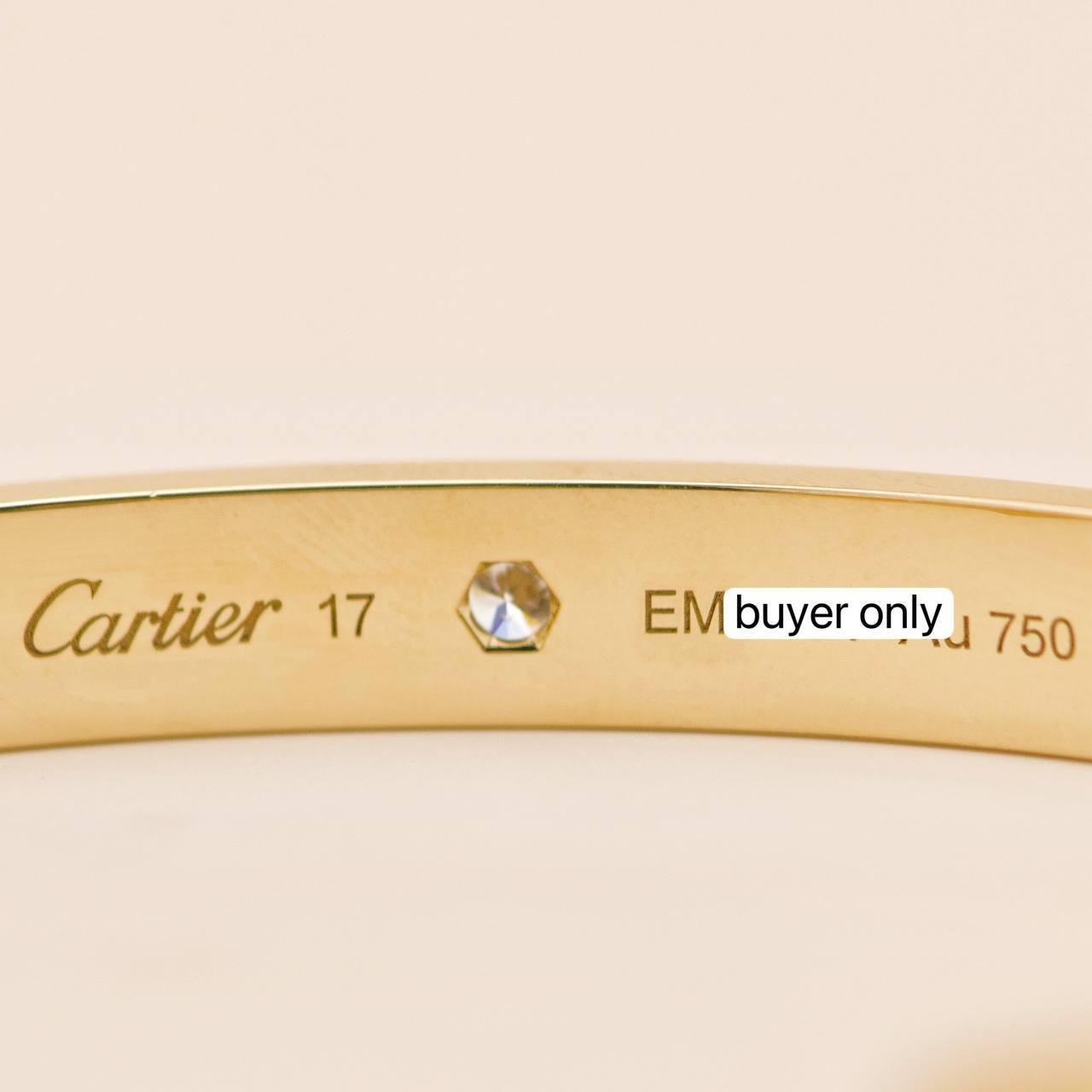 Cartier Love One Diamond 18K Yellow Gold Cuff Bracelet Size 17 im Angebot 3