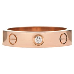 Cartier Love One Diamond Wedding Band Ring 18K Rose Gold US 5.5