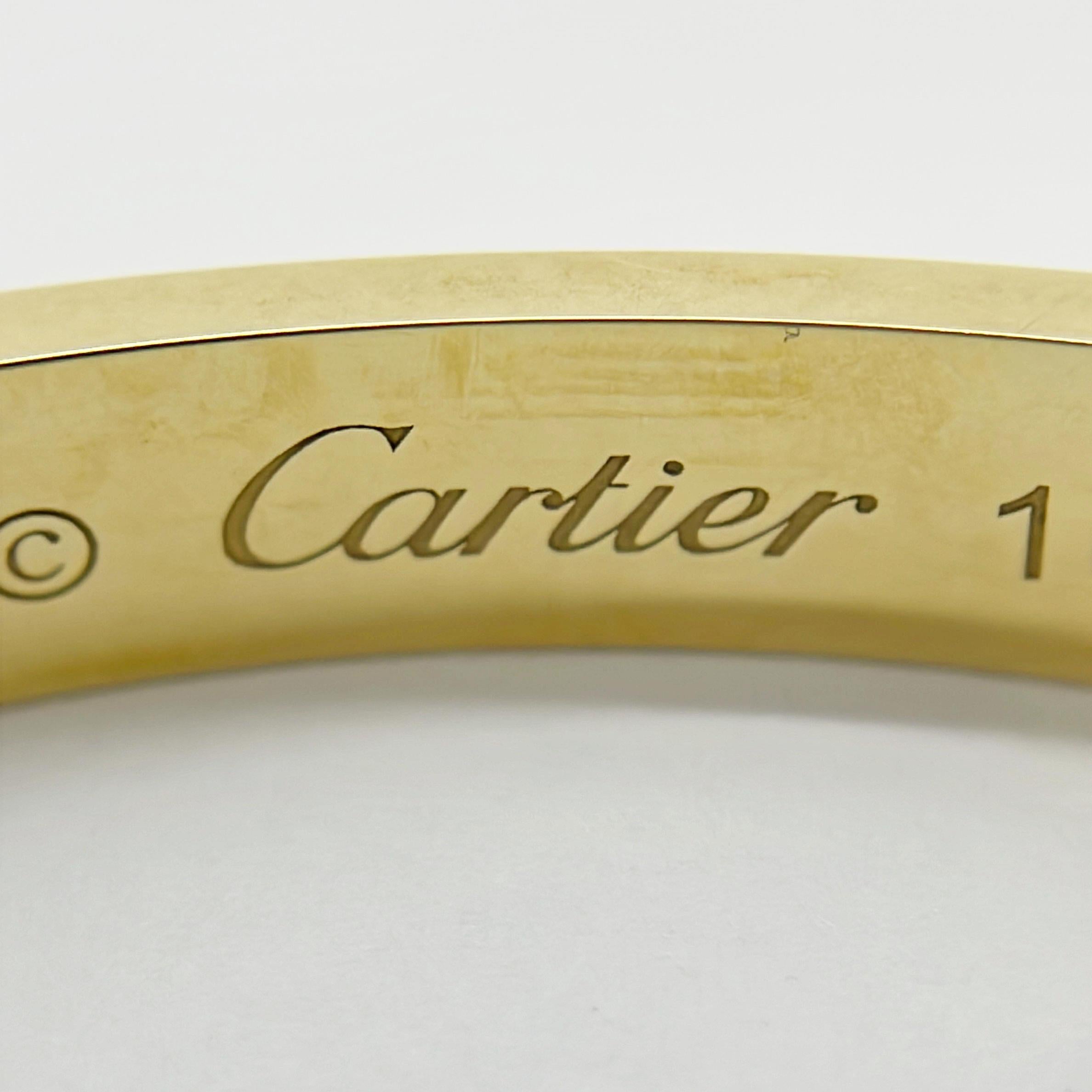  Cartier Love Open Bangle Bracalet - 750YG - AOQ053 - Size 16 - 22.0g  2