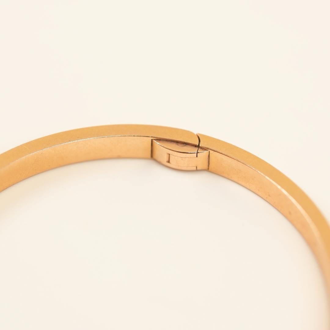 Women's or Men's Cartier Love Pavé Diamond 18k Rose Gold Bracelet Small Model Size 17 For Sale