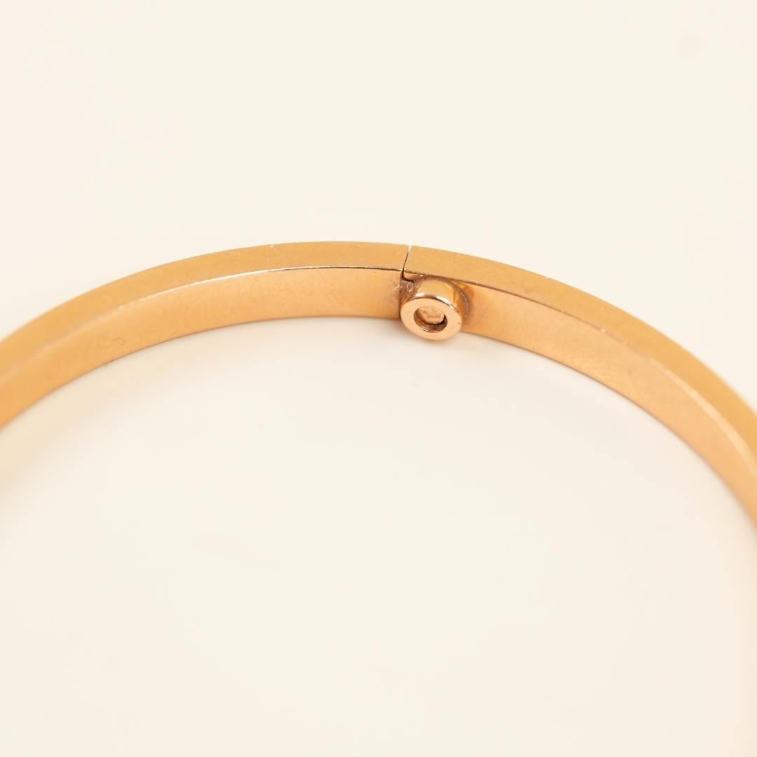 Cartier Love Pavé Diamond 18k Rose Gold Bracelet Small Model Size 17 For Sale 1