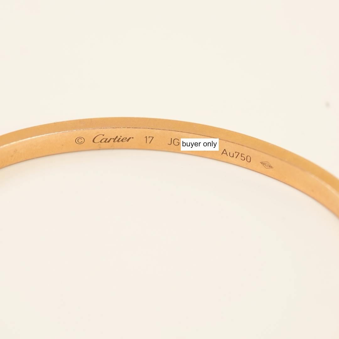 Cartier Love Pavé Diamond 18k Rose Gold Bracelet Small Model Size 17 For Sale 2
