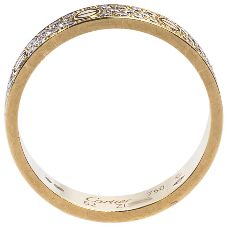 Cartier Love Pave Diamond 18K Yellow Gold Wedding Band Ring Size 62