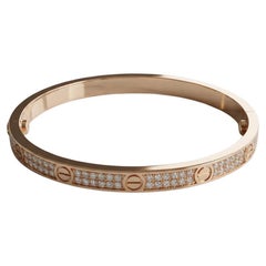 Cartier Love Pavé Diamond Bracelet 18K Rose Gold VVS1 Diamonds GIA Certified