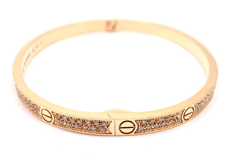 Cartier Love Pave Diamond Small Model Rose Gold Bangle Bracelet at ...
