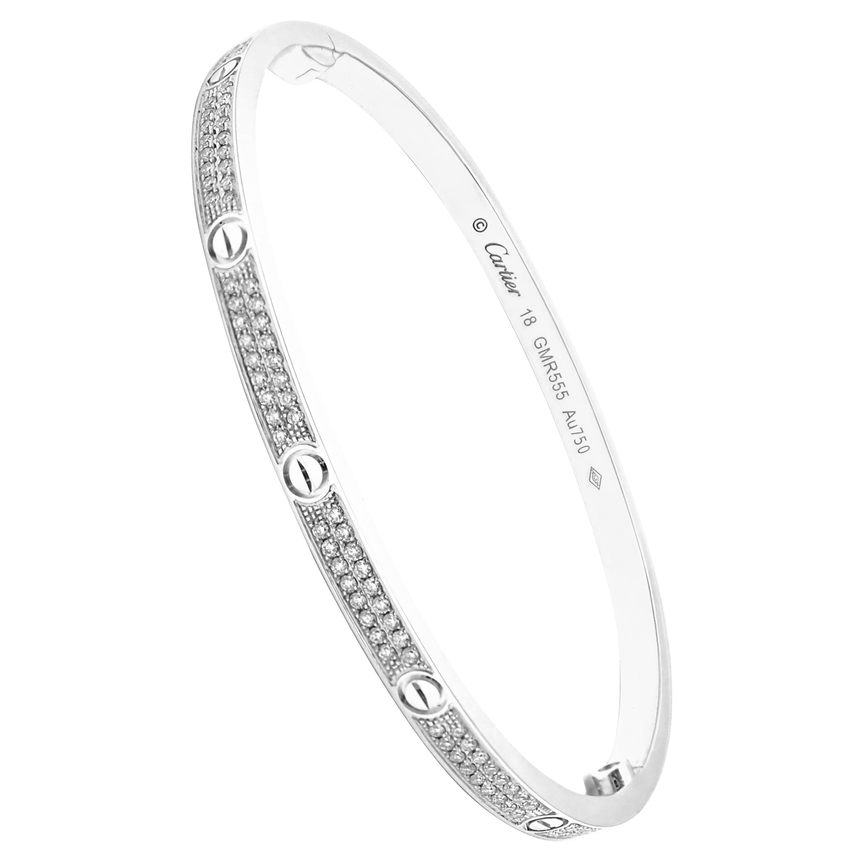 Cartier Love Pave Diamond Small Model White Gold Bangle Bracelet