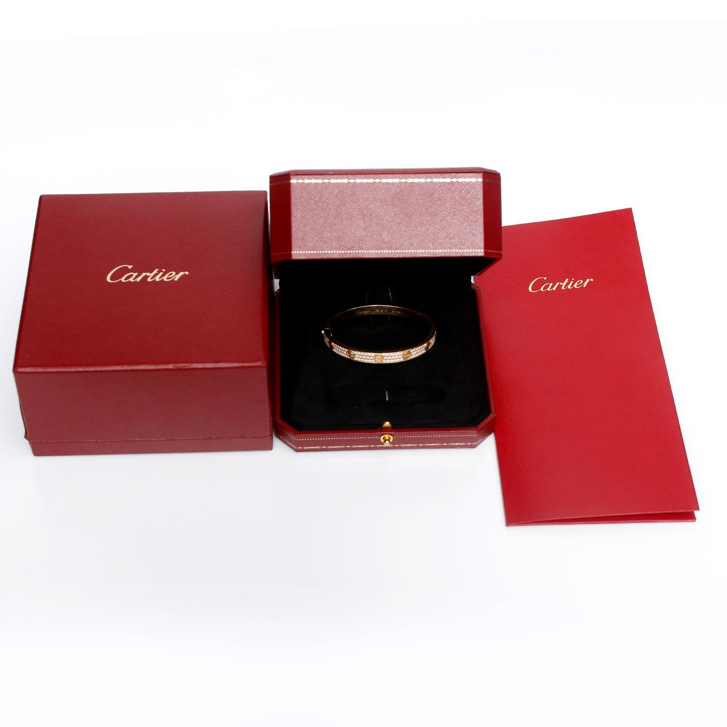 Women's Cartier Love Pave Diamond Yellow Gold Bracelet