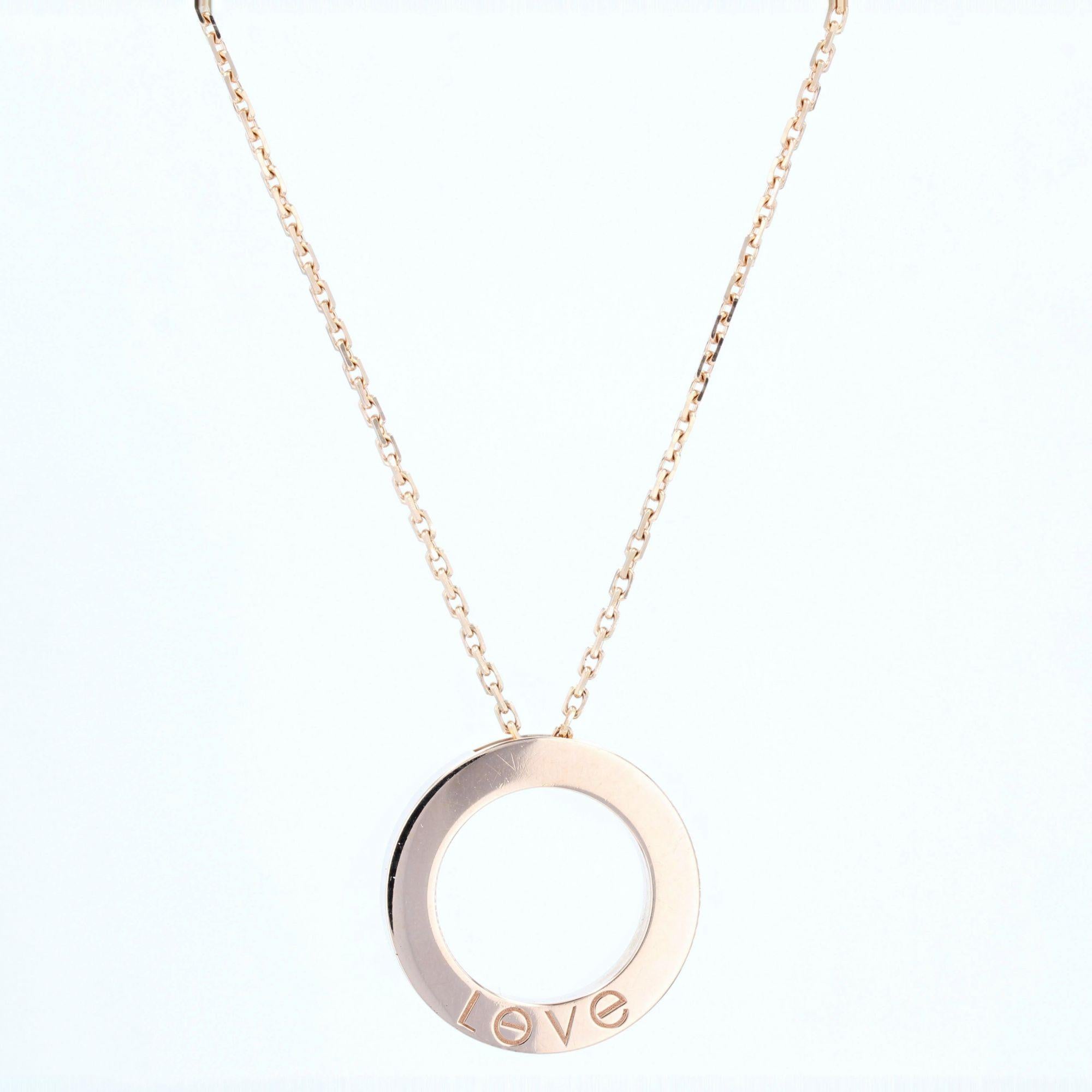 Cartier Love Pavé Diamonds 18 Karats Rose Gold Pendant Necklace 5