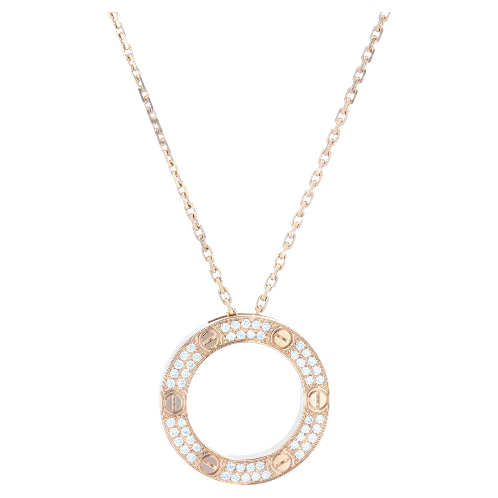 Cartier Love Pavé Diamonds 18 Karats Rose Gold Pendant Necklace