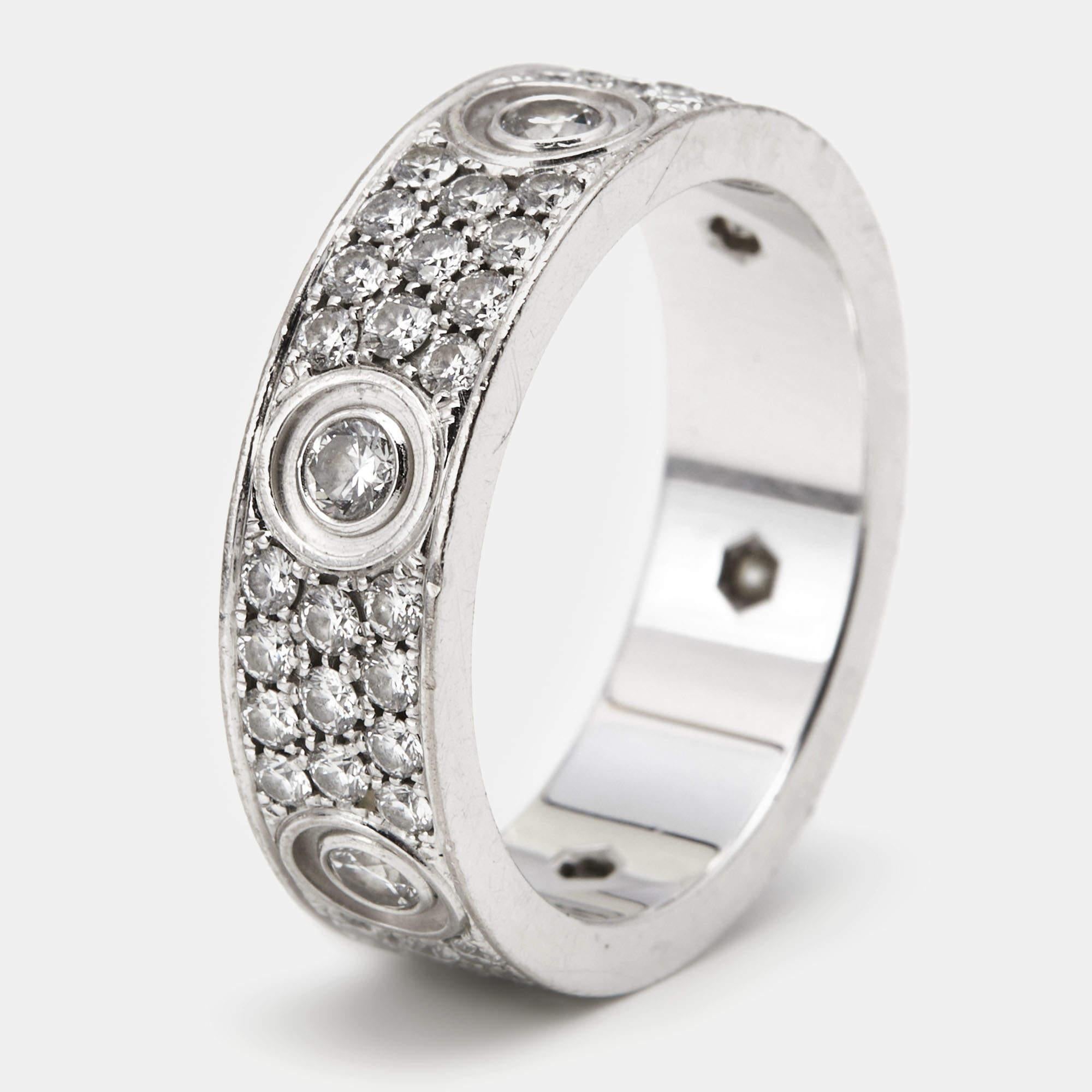 Cartier Love Pavé Diamonds 18k White Gold Ring  2