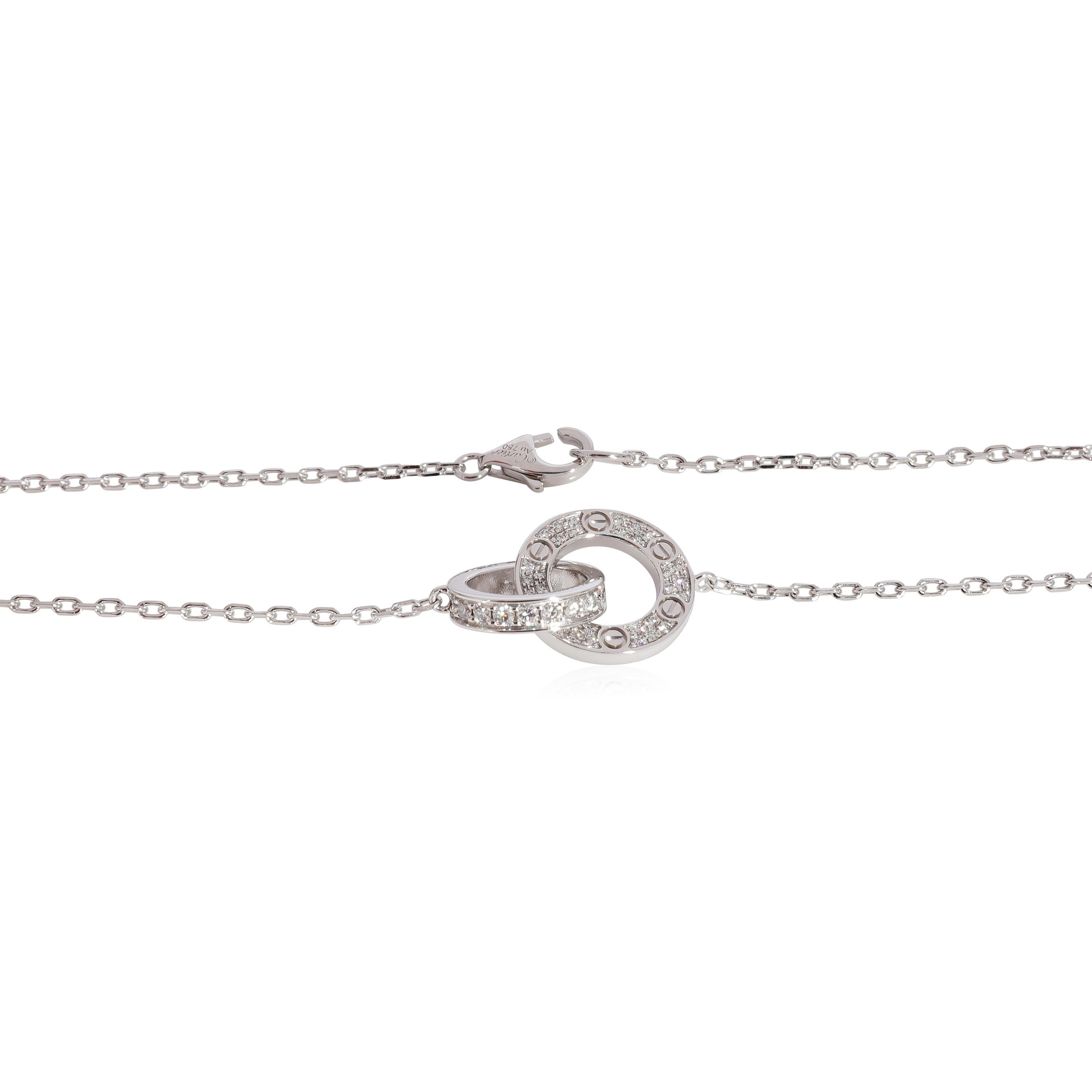 Cartier Love Pave Interlocking Circle Necklace in 18K White Gold 0.30 Ctw

PRIMARY DETAILS
SKU: 123540
Listing Title: Cartier Love Pave Interlocking Circle Necklace in 18K White Gold 0.30 Ctw
Condition Description: Retails for 5900 USD. In excellent