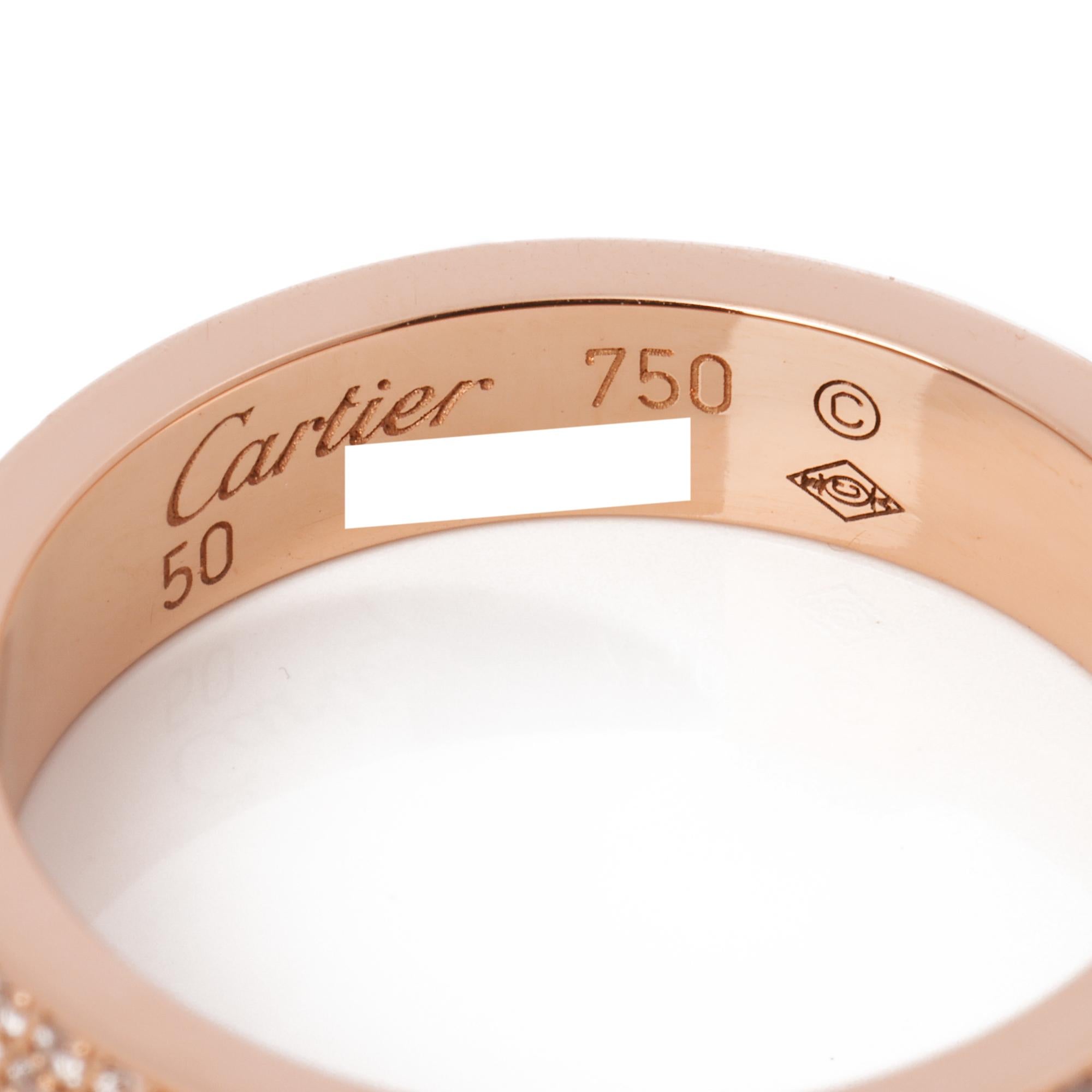 Cartier Pave Diamond 18ct Rose Gold Medium Love Wedding Band Ring

Brand Cartier
Model Pave Medium Love Ring
Product Type Ring
Serial Number ZE****
Accompanied By Cartier Box, Certificate
Material(s) 18ct Rose Gold
Gemstone Diamond
UK Ring Size K
EU