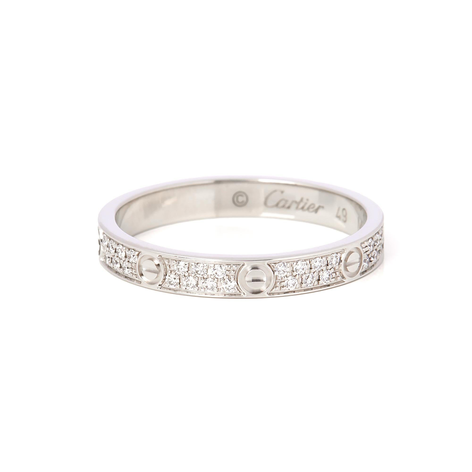 Cartier Love Pave Small Band Ring In Excellent Condition In Bishop's Stortford, Hertfordshire