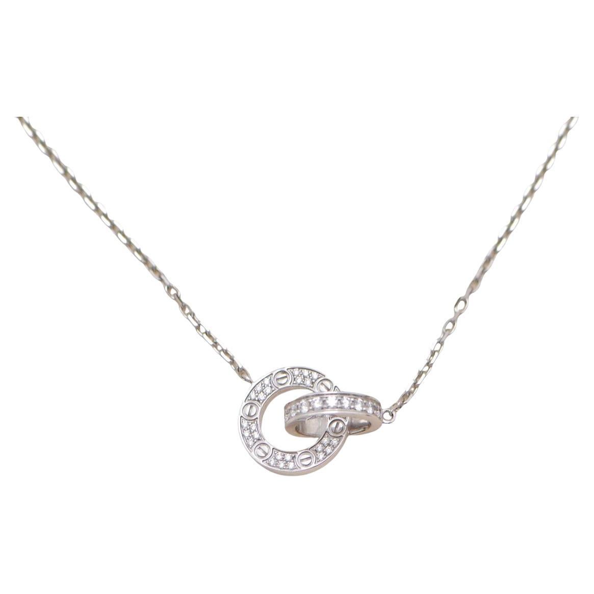 Cartier Love Collana con pavé di diamanti in oro bianco 18 carati