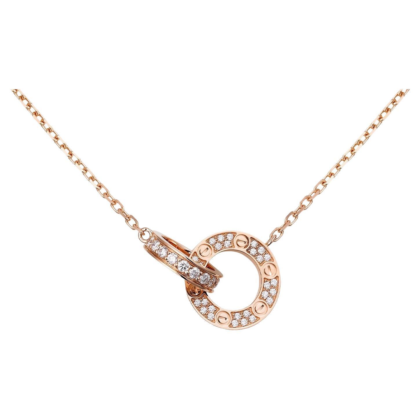 Cartier Love Paved Pendant 0.30 Carat 48 Brilliant Cut Diamonds In 18K Rose Gold