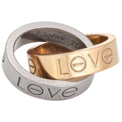 Cartier Love Pendant 18k White & Rose Gold Double Charm Estate Signed Jewelry