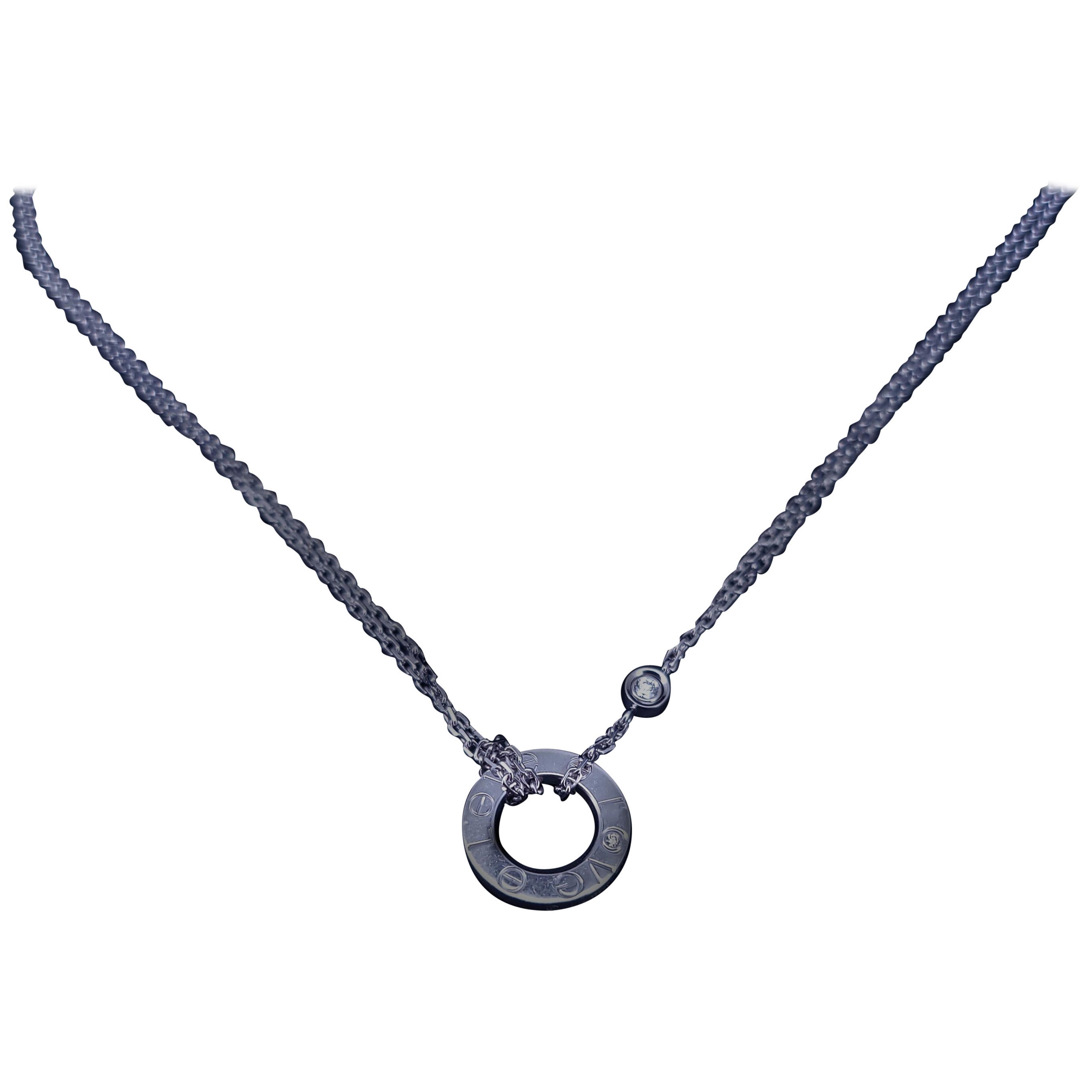 Cartier Love Pendant Necklace, 18K White Gold, 2 Brilliant-Cut Diamonds For Sale