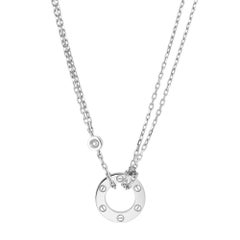 Cartier Love Pendant Necklace 2 Diamonds 18K White Gold 0.03Ctw