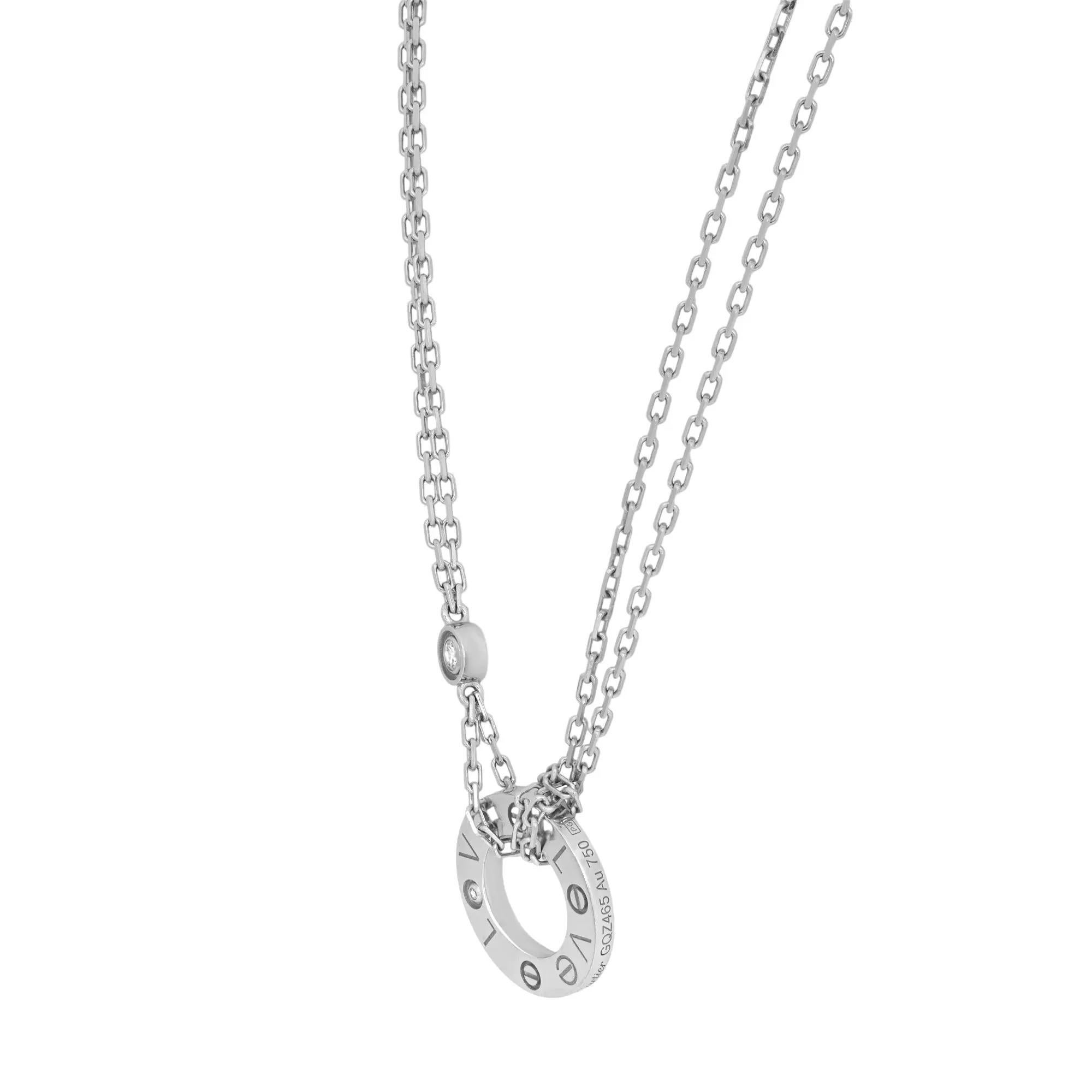 Moderno Cartier Love Collana 2 diamanti in oro bianco 18 carati 0,03 carati in vendita