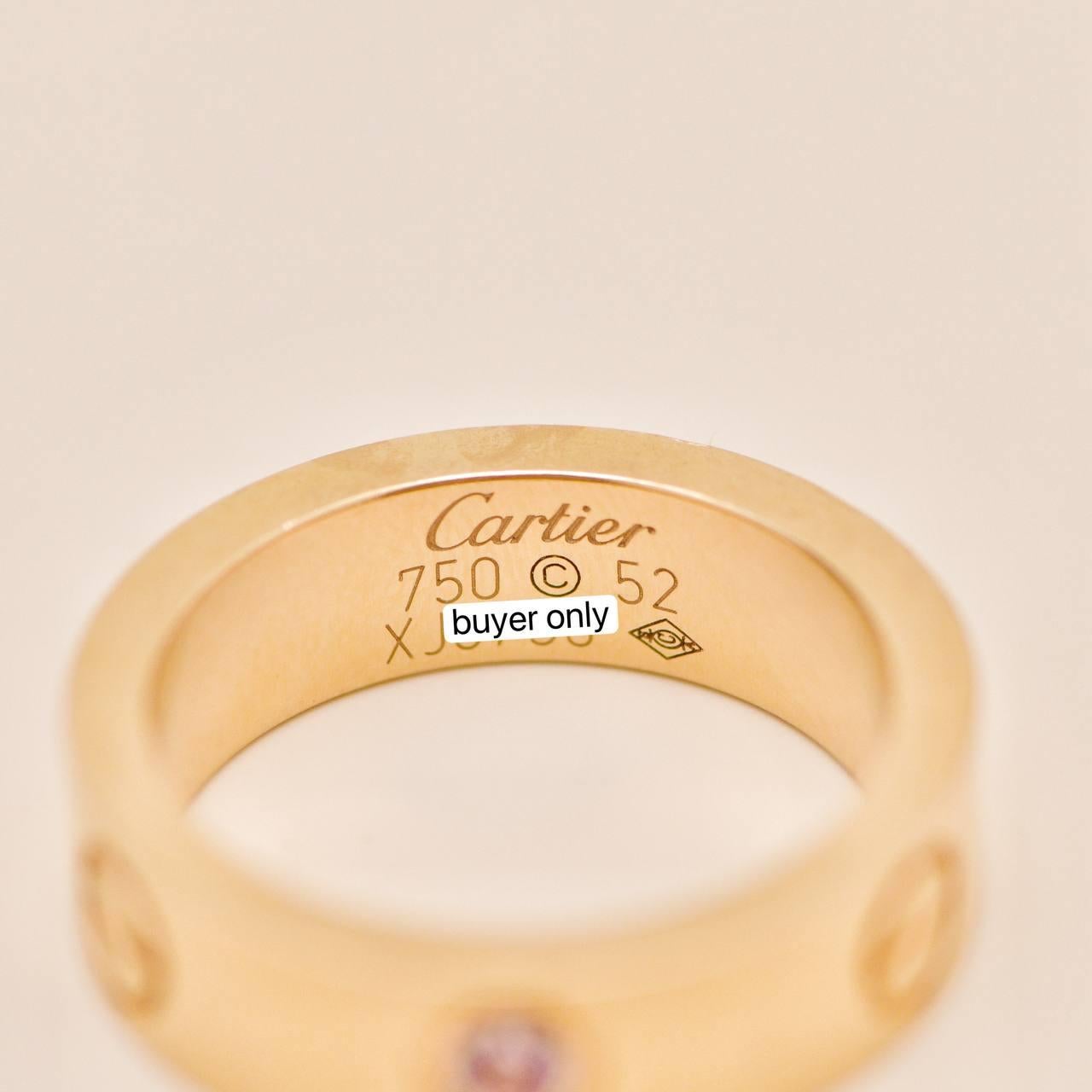 Bague Cartier Love en or rose 18 carats saphir rose Taille 52 en vente 3