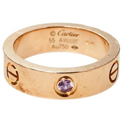 Cartier Love Pink Sapphire 18K Rose Gold Ring Size 55