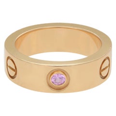 Cartier Love Pink Sapphire Ring 18K Rose Gold Size 50 US 5.25