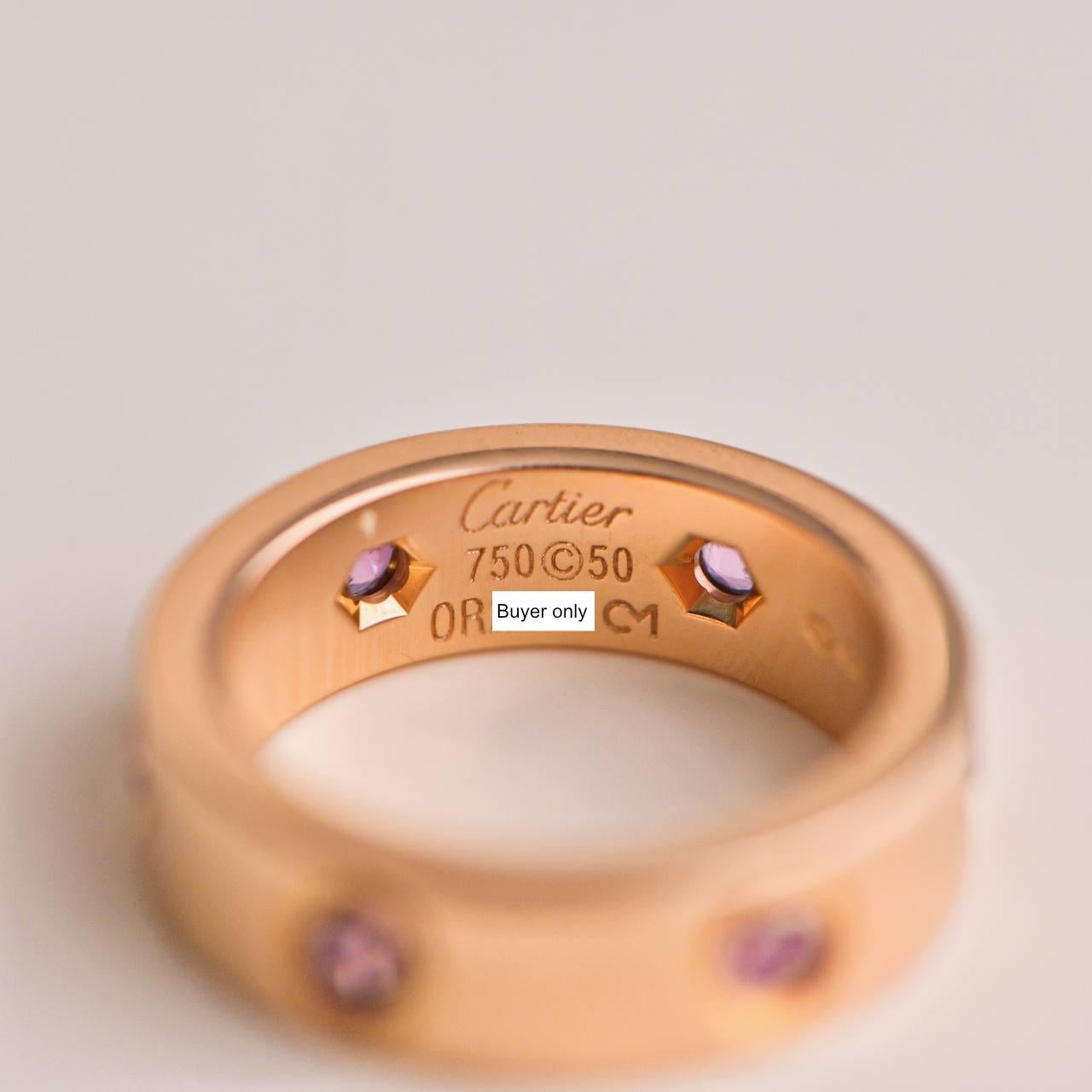 Cartier Love Rosa Saphir-Ring aus Roségold Größe 50 für Damen oder Herren