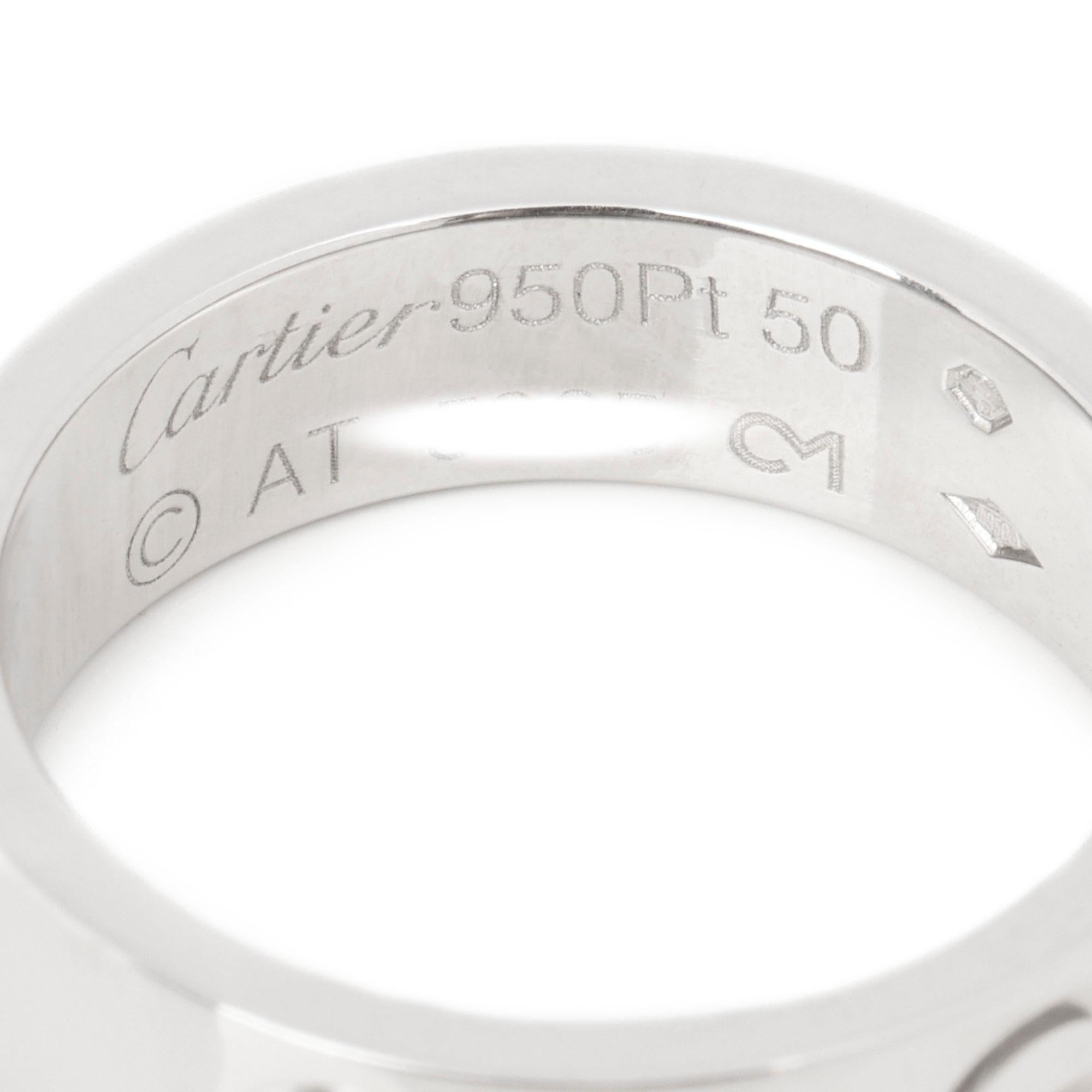 Contemporary Cartier Love Platinum Band Ring For Sale