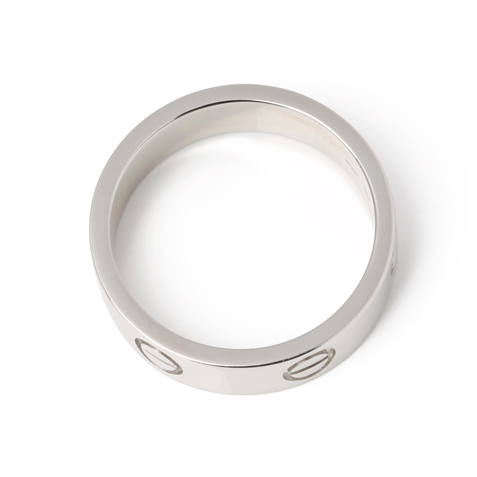 Cartier Love Platinum Band Ring In Good Condition In Bishop's Stortford, Hertfordshire