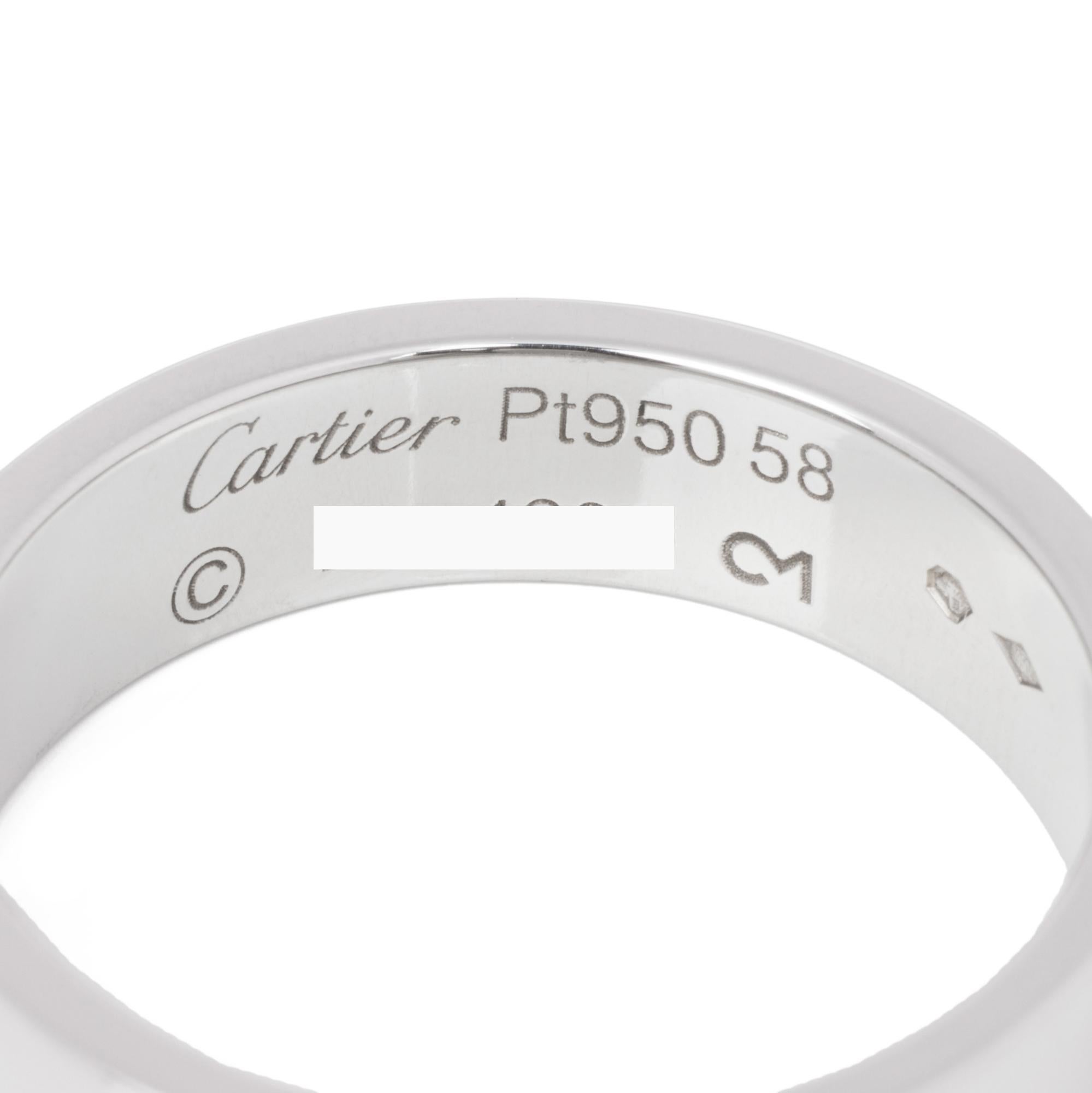 Cartier Love Platinum Band Ring In Excellent Condition In Bishop's Stortford, Hertfordshire