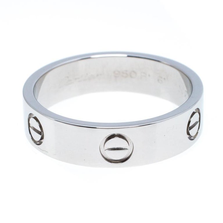 Cartier Love Platinum Band Ring Size 61 For Sale at 1stDibs | 61 ring size