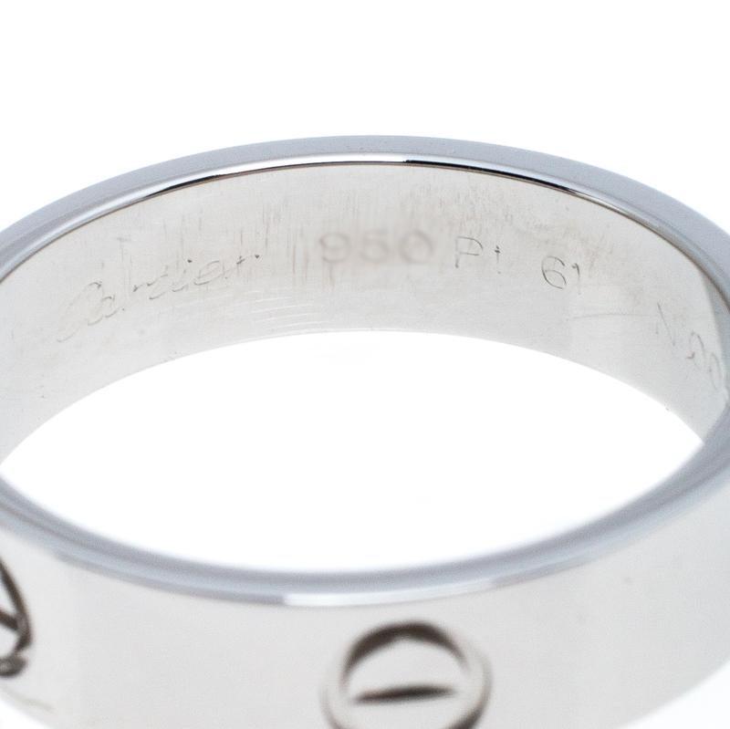 Contemporary Cartier Love Platinum Band Ring Size 61