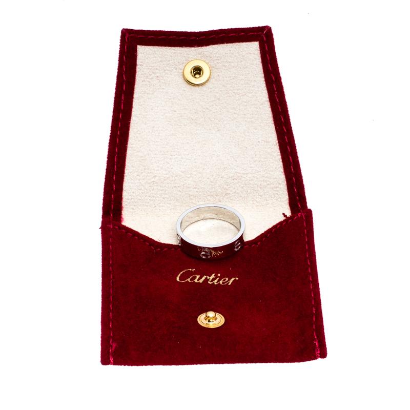 Cartier Love Platinum Band Ring Size 61 In Good Condition In Dubai, Al Qouz 2