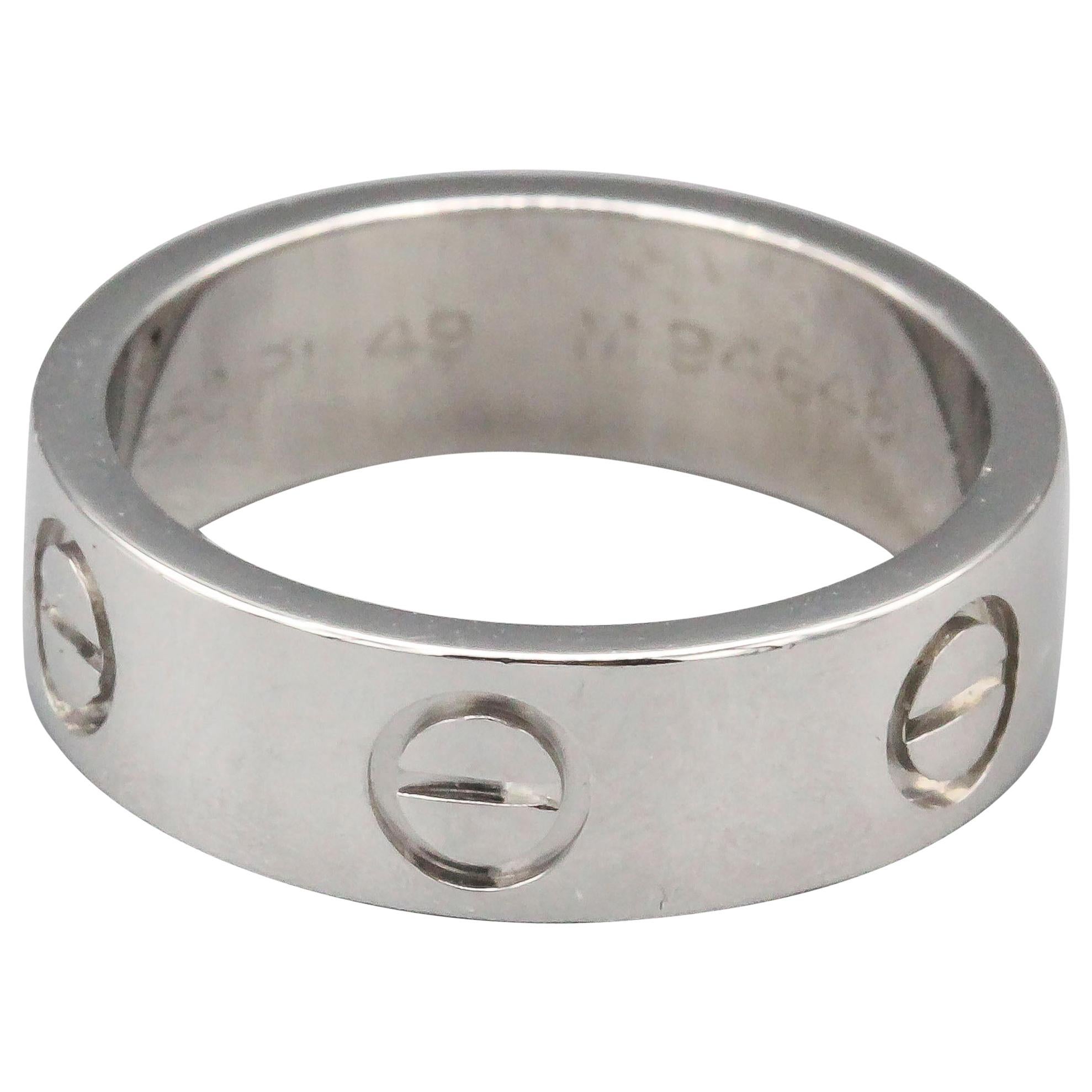 Cartier Love Platinum Band Ring Size Euro 49