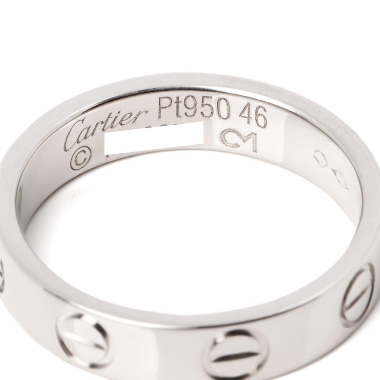Cartier Love Platinum Wedding Band Ring In Excellent Condition For Sale In Bishop's Stortford, Hertfordshire