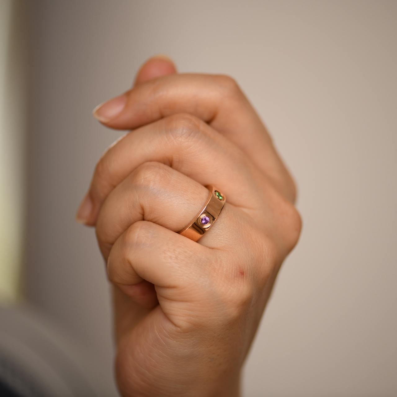 Taglio brillante Cartier Love Arcobaleno Anello Multi Gemma Misura 54 in vendita