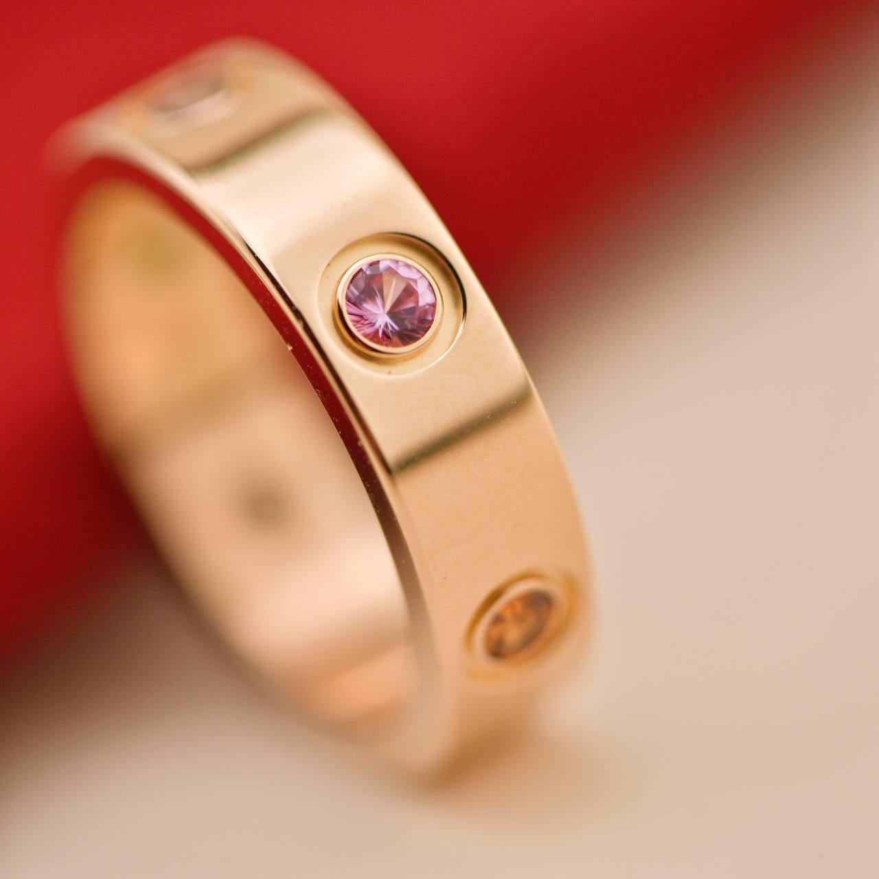 Cartier Love Arcobaleno Anello Multi Gemma Misura 54 In condizioni ottime in vendita a Banbury, GB