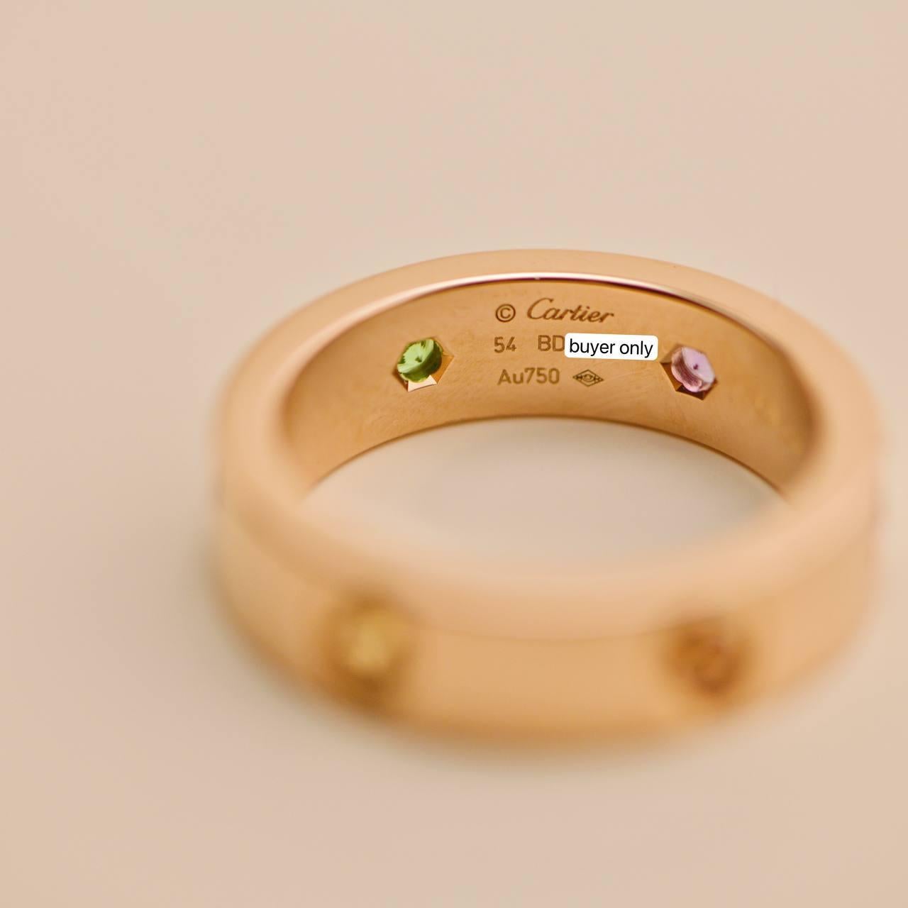 Cartier Love Arcobaleno Anello Multi Gemma Misura 54 in vendita 3