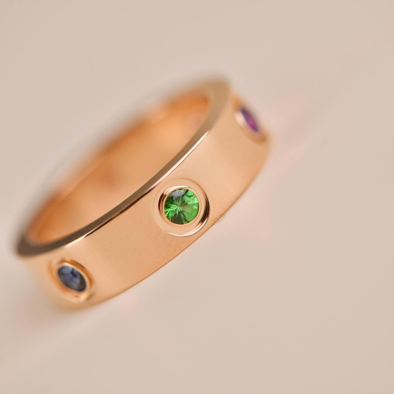 Cartier Love Rainbow Multigem 18K Rose Gold Ring Size 53 4
